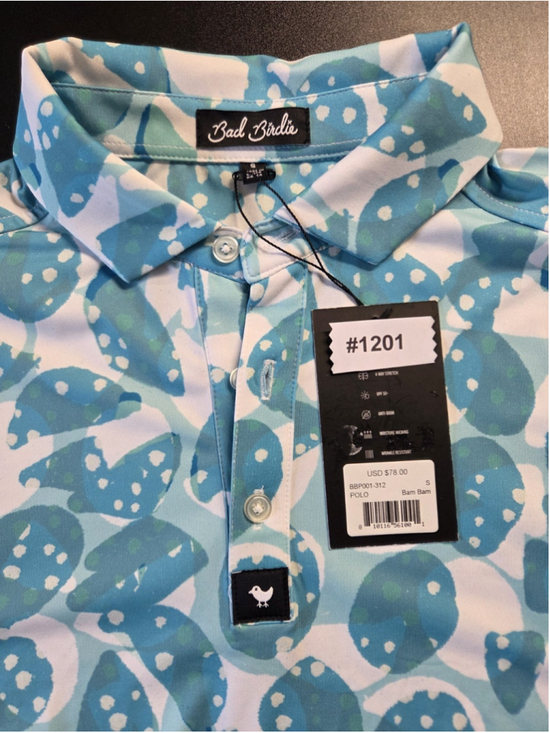 Bad Birdie Tops - Bad Birdie New Women's Golf Polo Shirt "Bam Bam" Blue Print Small NWT #1201